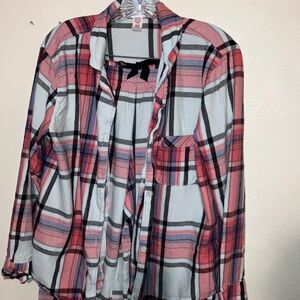 Victoria's Secret Plaid‎ Flannel Pajamas Long sleeve with Ling Pants